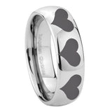 10mm Multiple Heart Mirror Dome Tungsten Carbide Mens Wedding Band