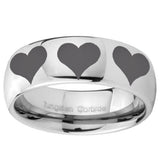8mm Multiple Heart Mirror Dome Tungsten Carbide Mens Engagement Band