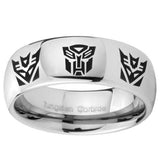 10mm Transformers Autobot Decepticon Mirror Dome Tungsten Carbide Promise Ring