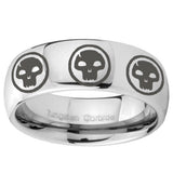 8mm Multiple Skull Mirror Dome Tungsten Carbide Engagement Ring