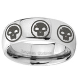 10mm Multiple Skull Mirror Dome Tungsten Carbide Mens Promise Ring