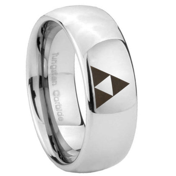 10mm Zelda Triforce Mirror Dome Tungsten Carbide Engraved Ring