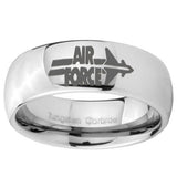 8MM Classic Mirror Dome Air Force Tungsten Carbide Silver Engraved Ring