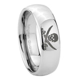 8mm Skull Pirate Mirror Dome Tungsten Carbide Mens Anniversary Ring