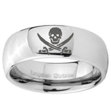 10mm Skull Pirate Mirror Dome Tungsten Carbide Wedding Bands Ring