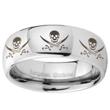 10mm Multiple Skull Pirate Mirror Dome Tungsten Carbide Men's Band Ring