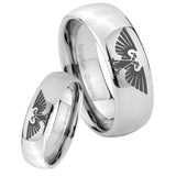Bride and Groom Aquila Mirror Dome Tungsten Carbide Custom Mens Ring Set