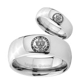 His and Hers U.S. Army Mirror Dome Tungsten Mens Ring Personalized Set