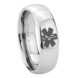 10mm Medical Alert Mirror Dome Tungsten Carbide Mens Engagement Band