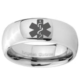 10mm Medical Alert Mirror Dome Tungsten Carbide Mens Engagement Band