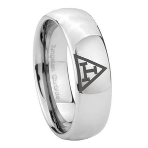 8mm Masonic Triple Mirror Dome Tungsten Carbide Custom Ring for Men