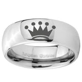 8mm Crown Mirror Dome Tungsten Carbide Mens Wedding Ring