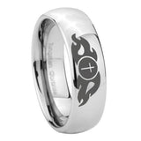 10mm Flamed Cross Mirror Dome Tungsten Carbide Mens Ring Personalized