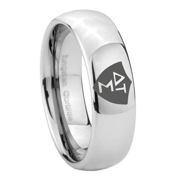 10mm Greek CTR Mirror Dome Tungsten Carbide Men's Wedding Band