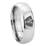 8mm Greek CTR Mirror Dome Tungsten Carbide Men's Engagement Band