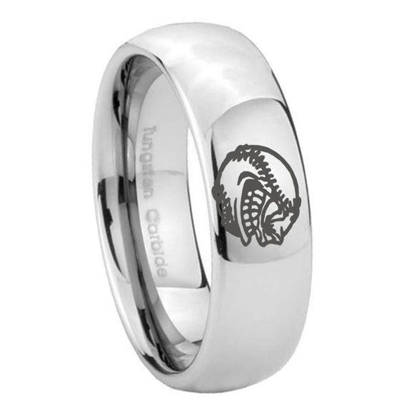 10mm Angry Baseball Mirror Dome Tungsten Carbide Personalized Ring
