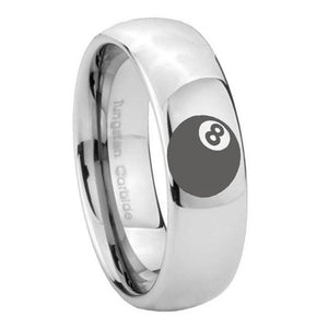 8mm 8 Ball Mirror Dome Tungsten Carbide Wedding Band Ring