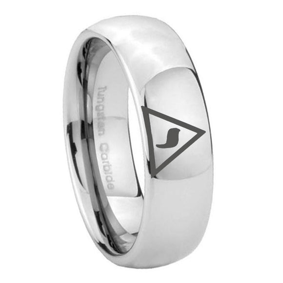 8mm Masonic Yod Mirror Dome Tungsten Carbide Custom Ring for Men