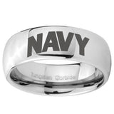 8mm Navy Mirror Dome Tungsten Carbide Personalized Ring