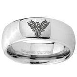 8mm Phoenix Mirror Dome Tungsten Carbide Mens Ring Engraved