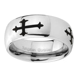 8mm Christian Cross Religious Mirror Dome Tungsten Carbide Engagement Ring