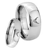 His Her Classic Mirror Dome US Air Force Tungsten Carbide Silver Rings Set