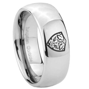 8mm Zelda Hylian Shield Mirror Dome Tungsten Carbide Mens Wedding Band