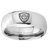 8mm Zelda Hylian Shield Mirror Dome Tungsten Carbide Mens Wedding Band