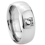 8mm Military Pow Mirror Dome Tungsten Carbide Mens Wedding Ring