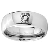 10mm Military Pow Mirror Dome Tungsten Carbide Mens Ring Engraved