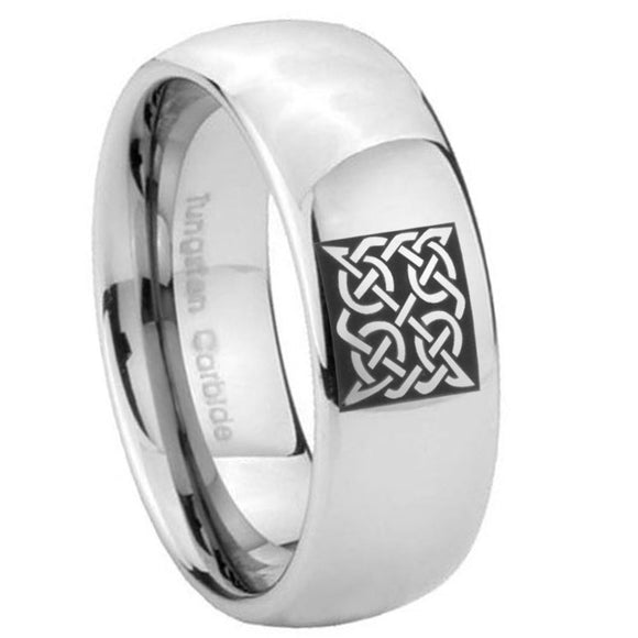 10mm Celtic Design Mirror Dome Tungsten Carbide Mens Engagement Band