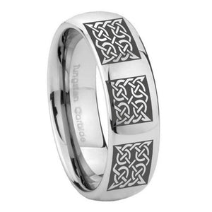 10mm Multiple Celtic Mirror Dome Tungsten Carbide Rings for Men