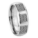 8mm Multiple Celtic Mirror Dome Tungsten Carbide Mens Anniversary Ring