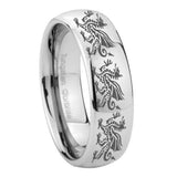 8mm Multiple Dragon Mirror Dome Tungsten Carbide Men's Band Ring