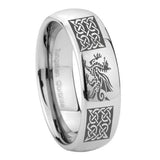 10mm Multiple Dragon Celtic Mirror Dome Tungsten Carbide Mens Ring Engraved