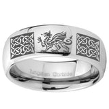 10mm Multiple Dragon Celtic Mirror Dome Tungsten Carbide Mens Ring Engraved