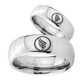 His Her Classic Mirror Dome Mass Effect Tungsten Carbide Silver Rings Set