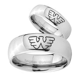 Bride and Groom Waylon Jennings Mirror Dome Tungsten Mens Engagement Band Set