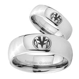 Bride and Groom Love Power Rangers Mirror Dome Tungsten Anniversary Ring Set