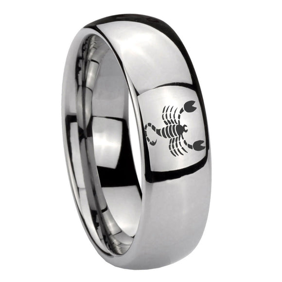 10mm Scorpio Zodiac Horoscope Mirror Dome Tungsten Carbide Engraved Ring