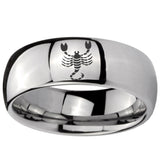 10mm Scorpio Zodiac Horoscope Mirror Dome Tungsten Carbide Engraved Ring