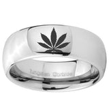 10mm Marijuana Leaf Mirror Dome Tungsten Carbide Custom Ring for Men