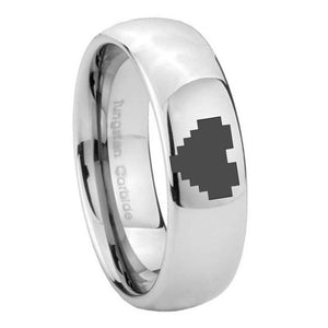 10MM Classic Mirror Dome Zelda Heart Tungsten Carbide Silver Men's Ring