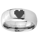 8MM Classic Mirror Dome Zelda Heart Tungsten Carbide Silver Engraved Ring