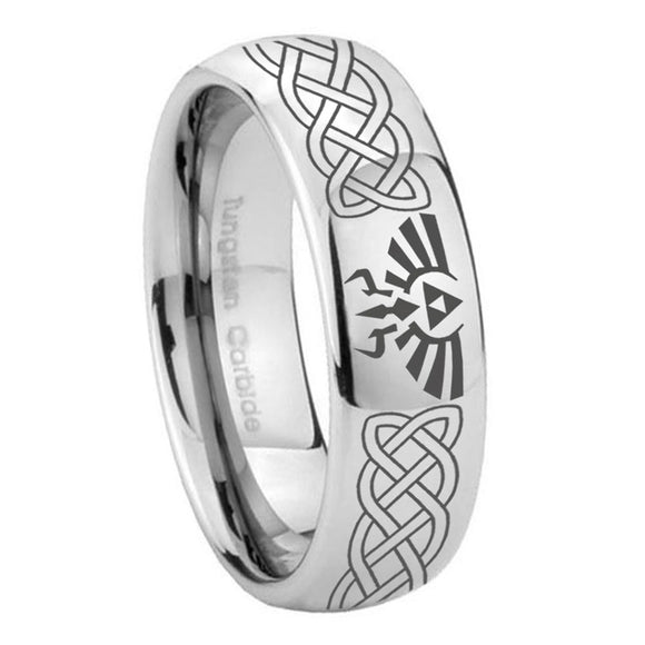 8mm Celtic Zelda Mirror Dome Tungsten Carbide Custom Ring for Men