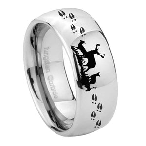 10mm Deer Hunting Mirror Dome Tungsten Carbide Men's Promise Rings