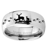 10mm Deer Hunting Mirror Dome Tungsten Carbide Men's Promise Rings