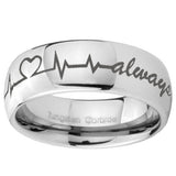 10mm Heart Beat forever Heart always Mirror Dome Tungsten Mens Anniversary Ring