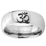 10mm Om Aum Yoga  Mirror Dome Tungsten Carbide Men's Band Ring