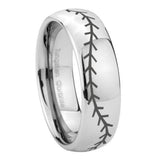 8mm Baseball Stitch Mirror Dome Tungsten Carbide Wedding Engagement Ring